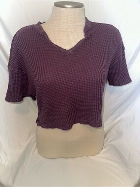 aerie Waffle Knit Cropped Top - Plum